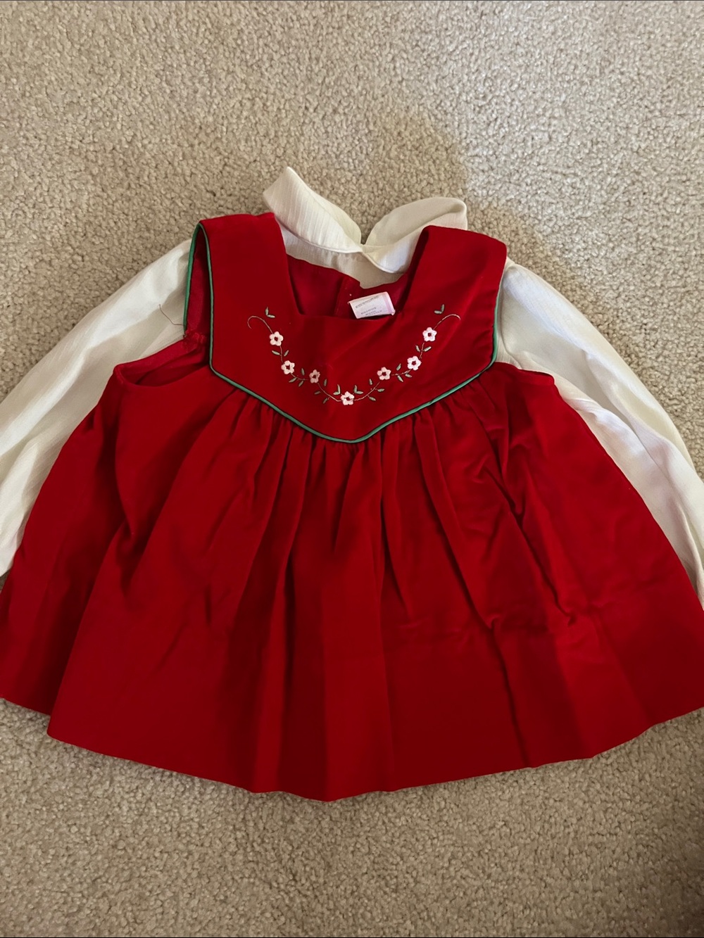 Vintage Girls 24 month Red “Velvet” Style Jumper and Blouse -used
